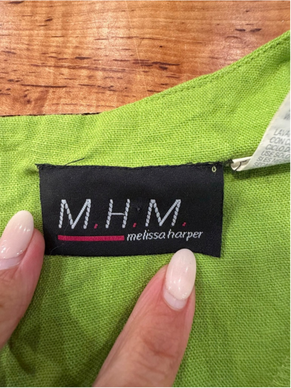 VTG MHM Melissa Harper Linen Blend Maxi Dress Green Pleated Empire Waist Sz 10 - Picture 6 of 11